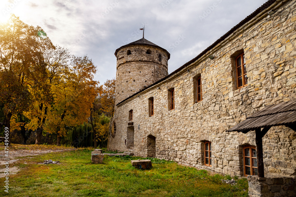 Remains of the Russian Gate in Kamianets-Podilskyi on an autumn day.