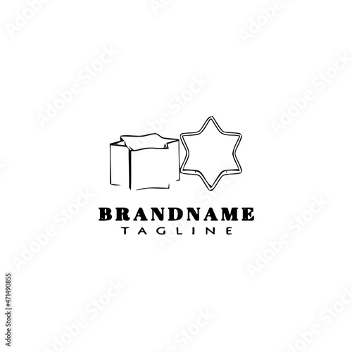cookie cutter logo cartoon icon design template black isolated flat illustration