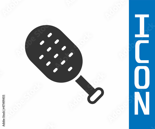 Grey Sauna brush icon isolated on white background. Wooden brush with coarse bristles for washing in the bath. Anti cellulite massage. Vector