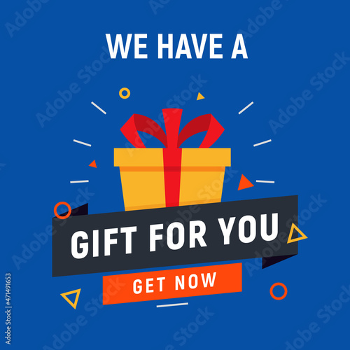 Gift box icon present package vector design. Get gift box flat design illustration