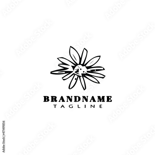 flower logo cartoon icon design template black isolated illustration
