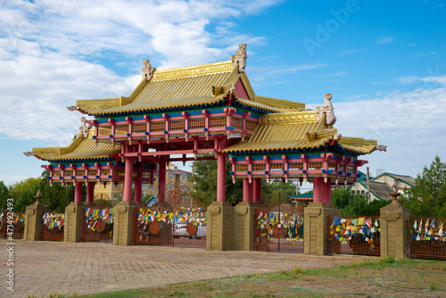 Central Gate to the temple "Golden Abode of Buddha Shakyamuni". Elista, Republic of Kalmykia, Russia