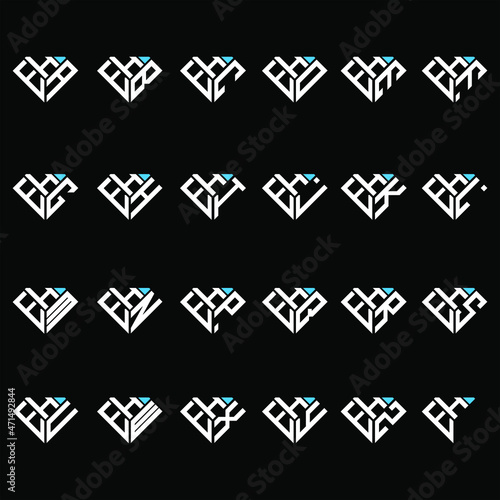 HEA to HEZ letter logo creative design, Multiple triple letter logo design