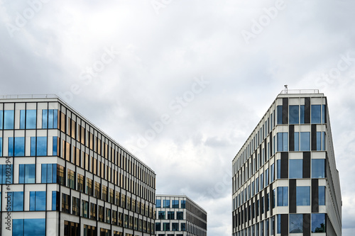 facades of modern, multi-storey office buildings