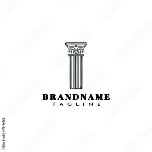 roman pillar logo cartoon icon design symbol black isolated vector illustration