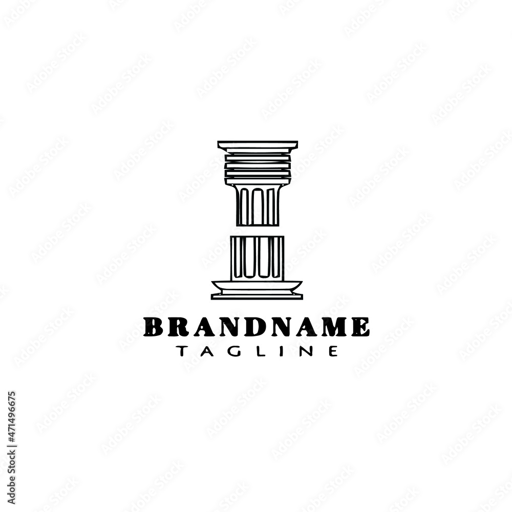roman pillar logo cartoon icon creative template black isolated vector illustration