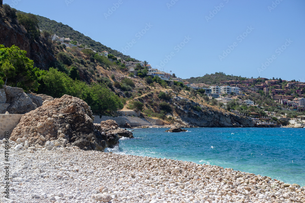 view on Kalkan beach and the blue sea
