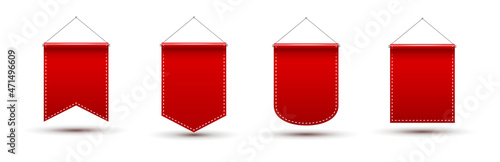 Red pennon flag long banner pedestal pole vector event flagpole