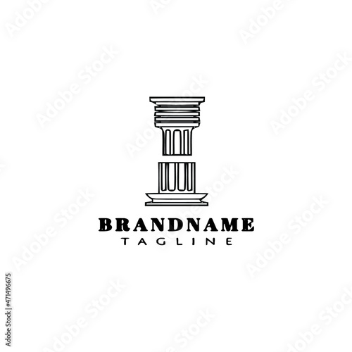 roman pillar logo cartoon icon creative template black isolated vector illustration