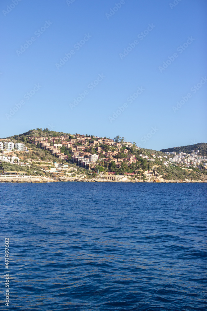 view on Kalkan city with beaytiful beaches and coastline