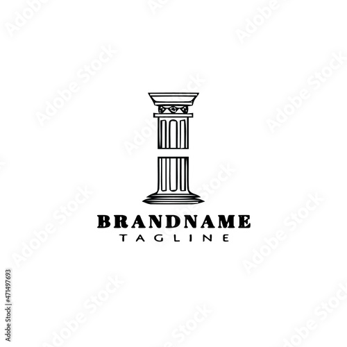 roman pillar logo cartoon icon design simple black isolated vector illustration