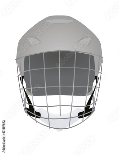 Photography Grey ice hockey helmet. vector
