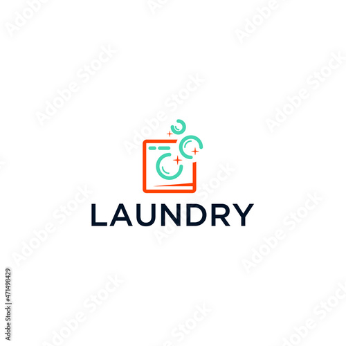 Laundry logo with washing machine vector graphic