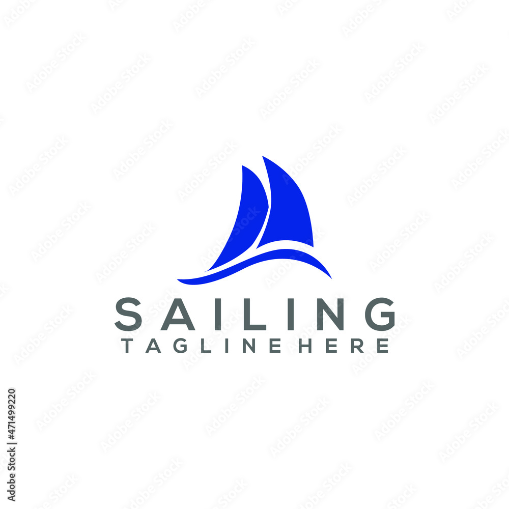 Sailing Logo Concept Vector Isolated in White Background Sailing Logo Concept Vector Isolated in White Background