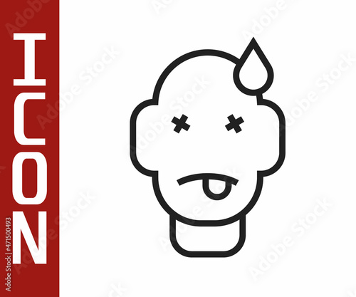 Black line Man poisoning icon isolated on white background. Vector