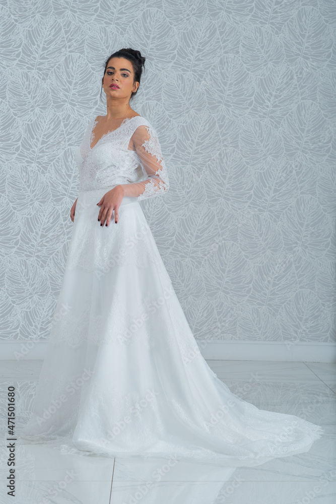 Girl with wedding dress posing for photo shoot