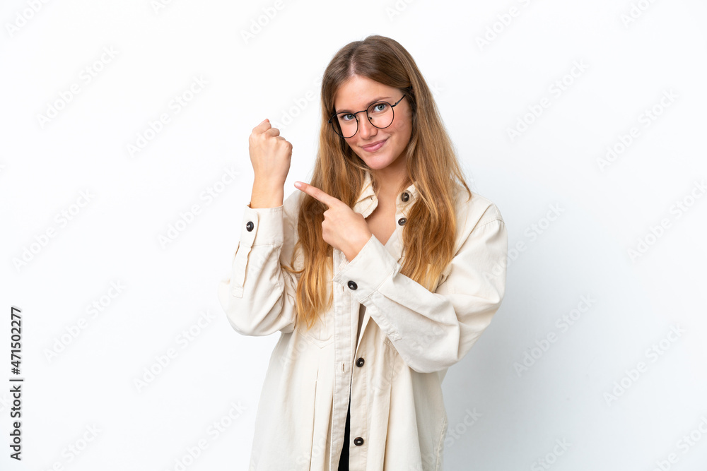 Young blonde woman isolated on white background making the gesture of being late Young blonde woman isolated on white background making the gesture of being late