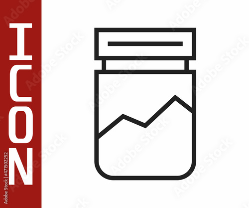 Black line Plastic bag of drug icon isolated on white background. Health danger. Vector