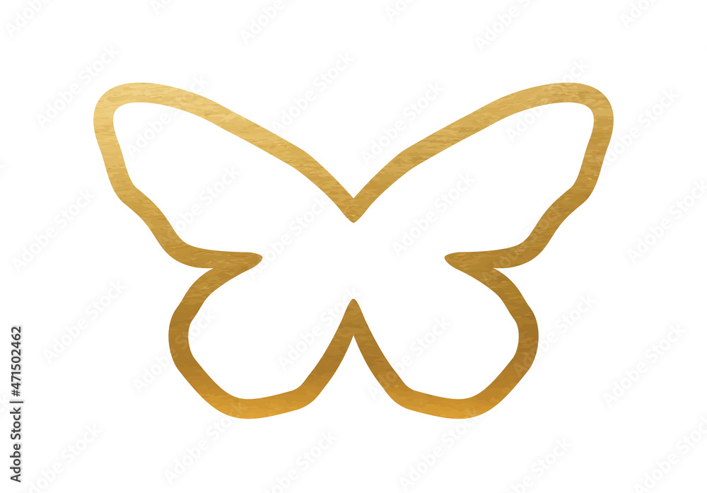 Butterfly - Golden lines shape on white background Butterfly - Golden lines shape on white background