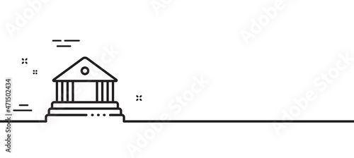Court building line icon. City architecture sign. Courthouse, government symbol. Minimal line illustration background. Court building line icon pattern banner. White web template concept. Vector