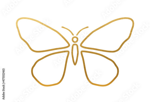 Butterfly - Golden lines shape on white background