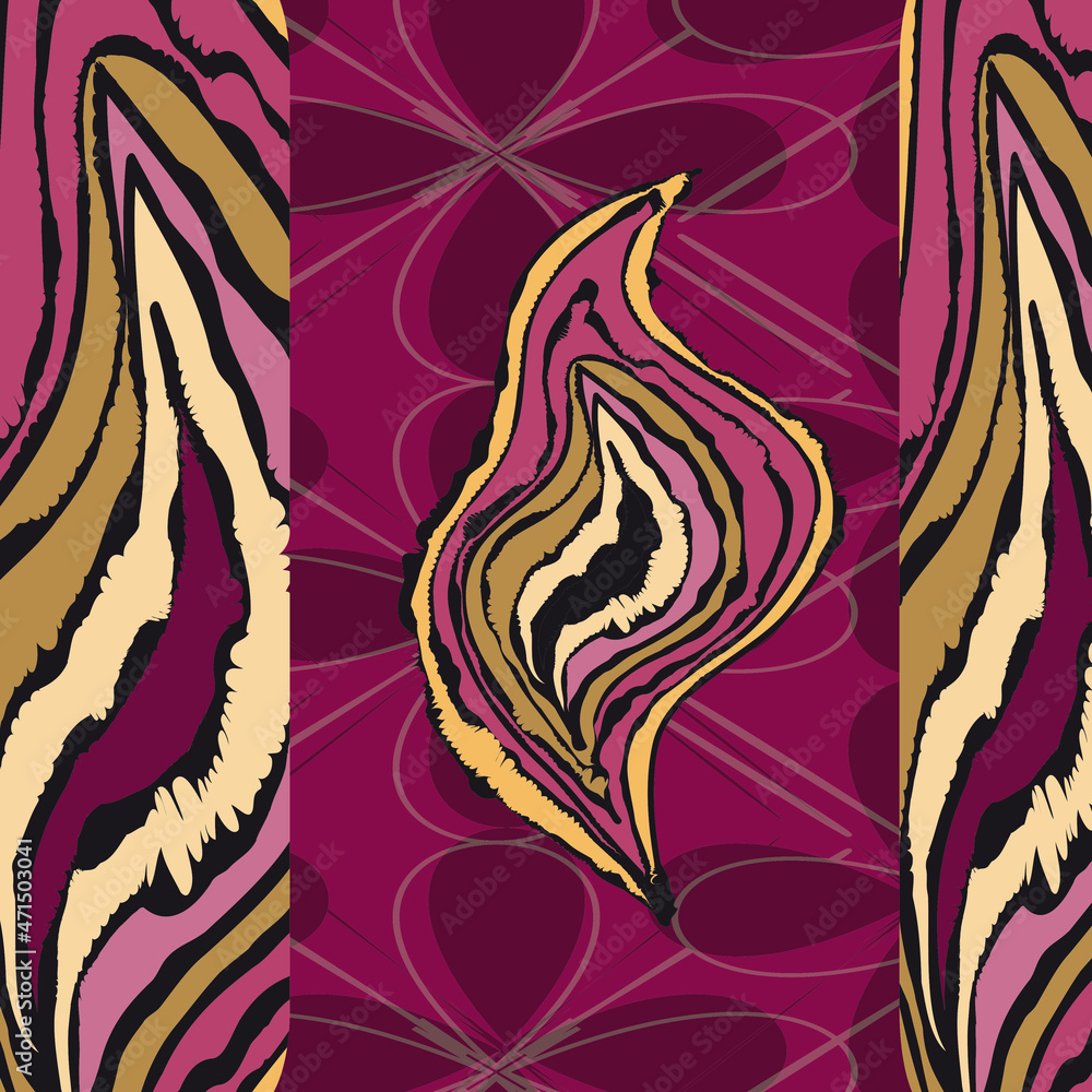 Obraz premium Avant-garde art. Peach seed. Geometric abstract background. Contemporary trendy vector illustration. Pattern, Wallpaper