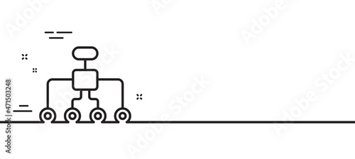 Restructuring line icon. Business architecture sign. Delegate symbol. Minimal line illustration background. Restructuring line icon pattern banner. White web template concept. Vector