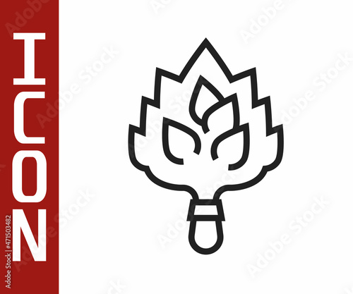 Black line Sauna broom icon isolated on white background. Broom from birch twigs, branches for Russian steam bath, sauna, washhouse. Vector