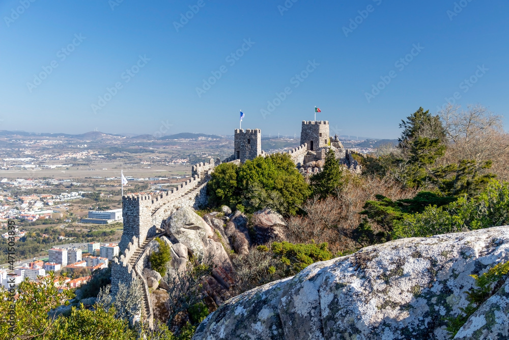 Castle of the Moors or Castelo dos Mouros a hilltop medieval castle located in Portugal