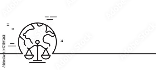 Magistrates court line icon. Justice scales sign. Internet law symbol. Minimal line illustration background. Magistrates court line icon pattern banner. White web template concept. Vector