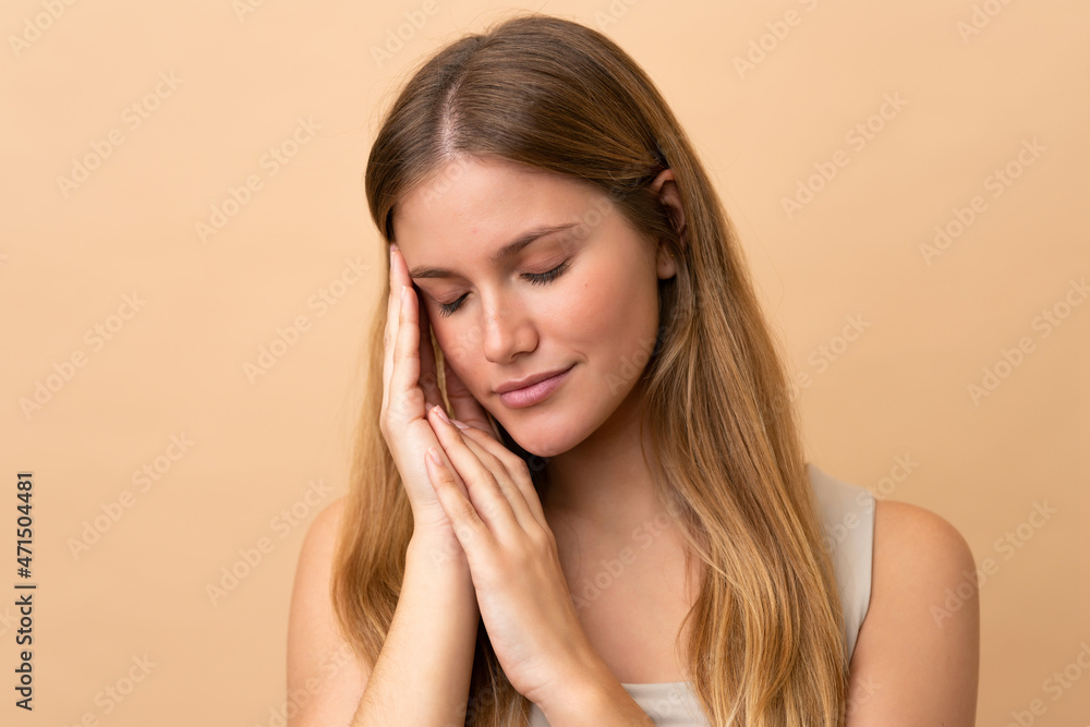 Portrait of blond pretty woman over isotaed background Portrait of blond pretty woman over isotaed background