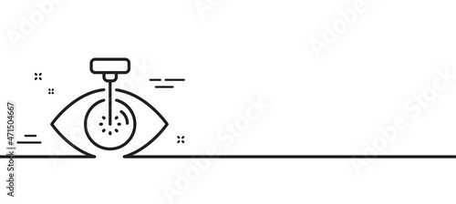 Eye laser surgery line icon. Oculist clinic sign. Optometry vision symbol. Minimal line illustration background. Eye laser line icon pattern banner. White web template concept. Vector