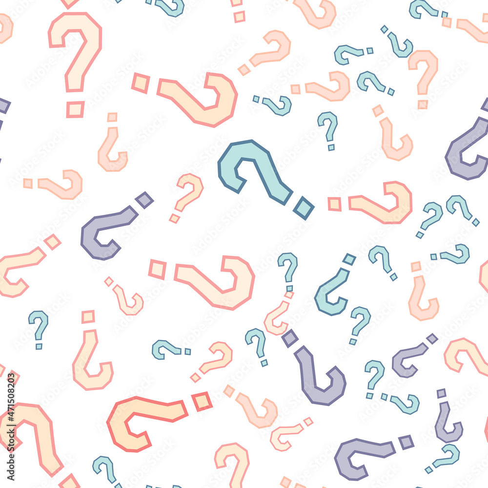 Quiz seamless pattern. Question marks, doubt, faq Quiz seamless pattern. Question marks, doubt, faq