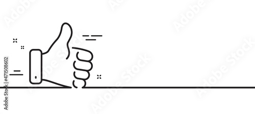 Like hand line icon. Thumbs up finger sign. Gesture symbol. Minimal line illustration background. Like hand line icon pattern banner. White web template concept. Vector