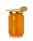 jar of honey isolated on white