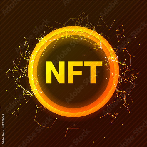 NFT token non fungible digital vector coin. NFT crypto altcoin vector digital logo