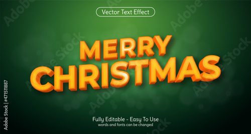 editable text Christmas 3d style effect on green background