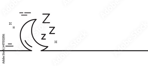 Moon line icon. Sleep zzz sign. Night lunar symbol. Minimal line illustration background. Moon line icon pattern banner. White web template concept. Vector
