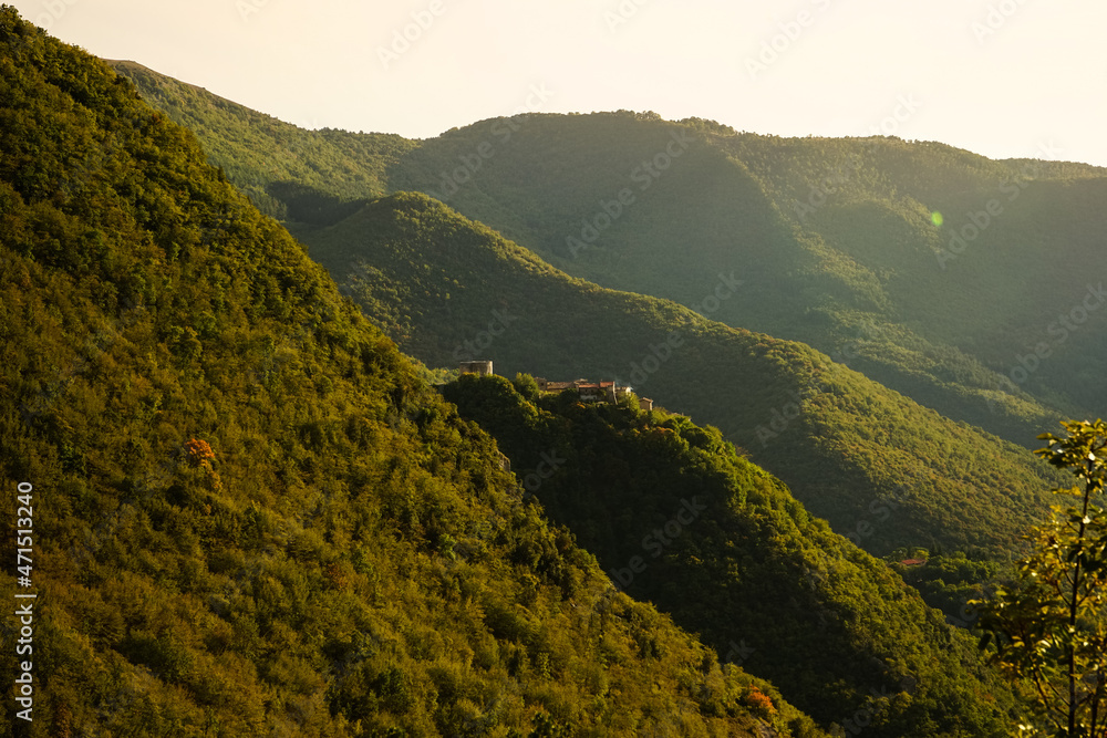 Valnerina mountains at the sunset in an autumn day, Umbria, Italy