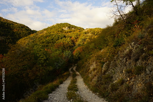 Mountain road in an autumn day, Polino, Valnerina, Terni, Umbria, Italy photo