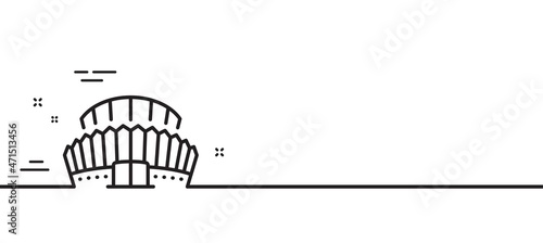 Sports stadium line icon. Arena sign. Sport complex symbol. Minimal line illustration background. Sports stadium line icon pattern banner. White web template concept. Vector