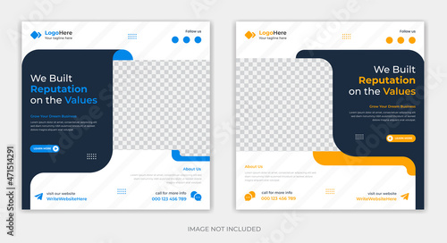 Corporate Social media post design template for digital marketing business profile premium vector