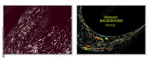 Multicolored paint splashes, smears, dust particles and debris are carried by the wind. A set of two templates. Design template for the design of banners, posters, booklets, covers, magazines. EPS 10