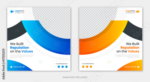 Creative corporate Social media post template design, creative round shapes Instagram post premium vector