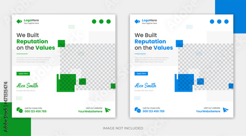 Moden Business profile social media post template, corporate square Instagram post premium vector