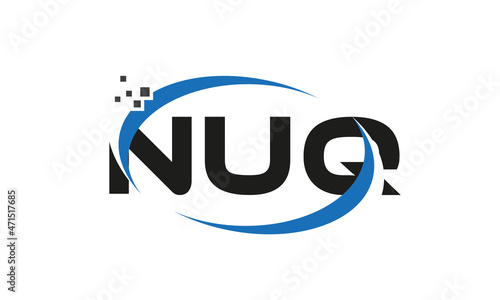 dots or points letter NUQ technology logo designs concept vector Template Element 