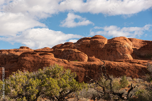 Dessert scenery and rock formations in Arches National Park, Utah