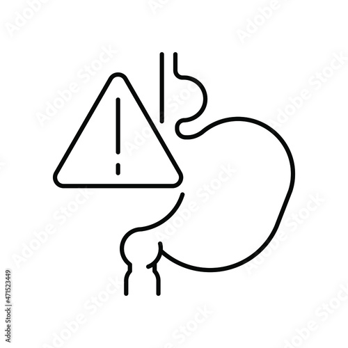 Symptoms of stomach problems (Diaphragmatic hernia). Line icon concept