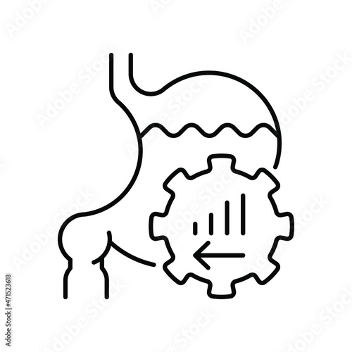 Symptoms of stomach problems (Gastroparesis). Line icon concept photo