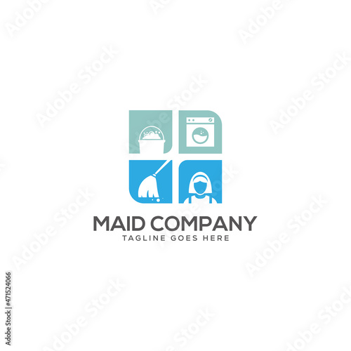 maid services logo design template for business, house, home care services